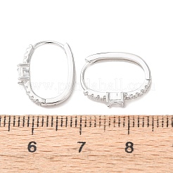 Ovale Creolen aus Sterlingsilber mit Mikropavé-Fassung aus klaren Zirkonia&nbsp;EJEW-K317-09P