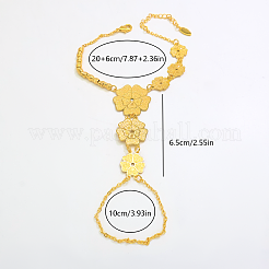 Braccialetti vintage da donna con catena a maglie e anello a forma di fiore cavo a un petalo in ottone intagliato.&nbsp;FB4811-1