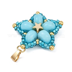 Pendentifs en perles de rocaille en verre faites à la main et en perles de jaspe impérial teintées synthétiques&nbsp;PALLOY-MZ00751-01