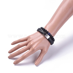 Unisex Stretch Armbänder & Leder Cord Armbänder Sets&nbsp;BJEW-JB04895-01