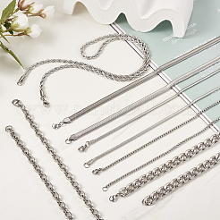6 Stück 6 Stile Edelstahlkabel & Schlange & Seil & Kastenkette Halsketten Set für Männer Frauen&nbsp;NJEW-TA0001-14