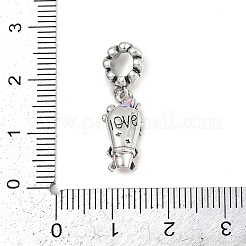 Messing Strass rosa Emaille Bouquet europäischen baumeln Charms&nbsp;KK-P324-06P