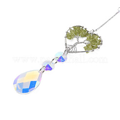 Grands pendentifs en quartz olive naturel&nbsp;G-N333-008B