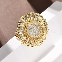Messing Micro Pave Zirkonia Manschette offene Ringe&nbsp;RJEW-F204-04G