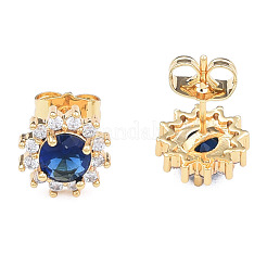 Aretes con flor de circonita cúbica&nbsp;EJEW-N011-60