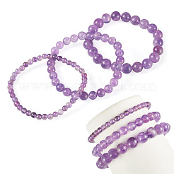 3 Stück Stretch-Armbänder aus natürlichen Amethystperlen für Damen&nbsp;BJEW-TAC0033