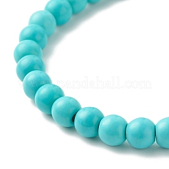 Braccialetto elasticizzato con stelle marine e tartarughe turchesi sintetiche (tinte).&nbsp;BJEW-JB07702-02