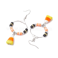 Halloween Candy Corn handgemachte Bunte Malerei & Polymer Clay Ohrhänger für Frauen&nbsp;EJEW-JE05893-01