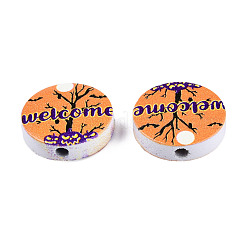 Halloween bedruckte Naturholzperlen&nbsp;WOOD-T021-70