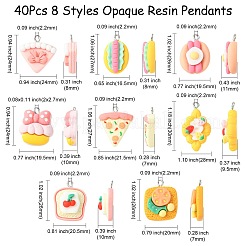40 pz 8 stili ciondoli in resina opaca&nbsp;RESI-CJ0003-47
