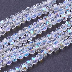 Fili di perle di vetro elettrolitico rotonde sfaccettate (32 sfaccettatura) di colore ab&nbsp;X-EGLA-J042-4mm-AB03