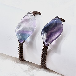 Braccialetti di perline intrecciate con perline di fluorite naturale&nbsp;BJEW-Q070-01F
