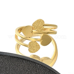 Anillo de acero inoxidable 304 con forma de corazón texturizado para mujer&nbsp;RJEW-L126-04B-G