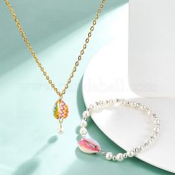 40 Stück 8 Farben bedruckte natürliche Kauri-Muschelperlen&nbsp;SHEL-NB0001-08