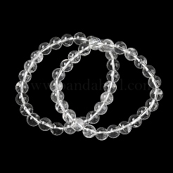 Bracelets extensibles en perles rondes en cristal de quartz naturel&nbsp;GG-CBA12F1-02C-12