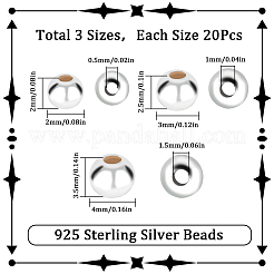 60 Stück 3 Stile 925 Sterlingsilberperlen&nbsp;STER-SC0001-25