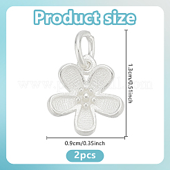 2 Stück: 925 Blumenanhänger aus Sterlingsilber mit Biegeringen.&nbsp;FIND-HY0004-21
