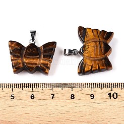 Natürliche Tigerauge geschnitzte Schmetterlingsanhänger&nbsp;G-N342-01B
