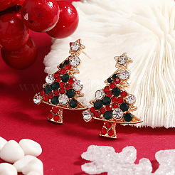 Ohrstecker aus Legierung mit Weihnachtsbaum-Strass&nbsp;WG792CD-01