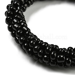 Braccialetto elastico intrecciato con perline di vetro all'uncinetto&nbsp;BJEW-K232-01I
