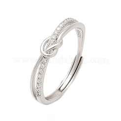 925 bague réglable en argent sterling avec micro pavé de zircones cubiques transparentes pour femme&nbsp;RJEW-G351-01P