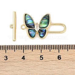Messing Micro Pave klare Zirkonia Knebelverschlüsse&nbsp;KK-K391-21G-01