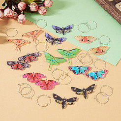 4 par de pendientes de aro de aleación y acrílico con forma de mariposa de 4 colores&nbsp;EJEW-TA0001-88A