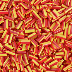Perles de clairon en verre à deux tons de couleurs opaques&nbsp;SEED-T006-02A-05