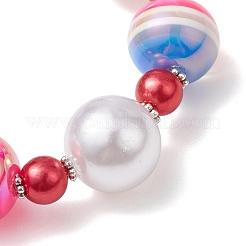 Braccialetti elastici con perline rotonde in resina e acrilico&nbsp;BJEW-JB101003