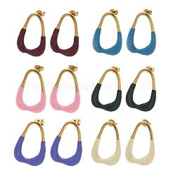 Pendientes de botón esmaltados de acero inoxidable 304&nbsp;EJEW-S276-01G