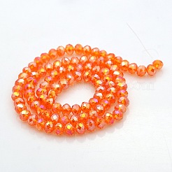Chapelets de perles en rondelles facettées en verre électrolytique plaqué couleur AB&nbsp;GLAA-A024D-AB10