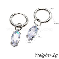 Boucles d'oreilles créoles en acier inoxydable 304 avec zircone cubique transparente&nbsp;WG95E49-02