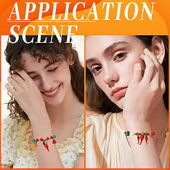 Messing-Bunte Malerei mit Glas-Chili-Armband-Set&nbsp;DIY-SC0026-91