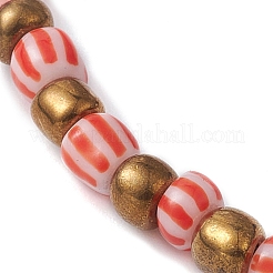 Pulsera elástica con cuentas de semillas de vidrio y lámparas de mal de ojo&nbsp;BJEW-JB09528