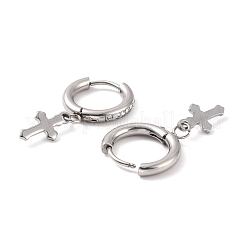 6 Paar baumelnde Creolen mit Kristall-Strass-Kreuz und Stift aus 304er Edelstahl für Damen&nbsp;EJEW-F280-04P