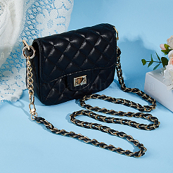 1 chaîne de sac à main en alliage de cuir PU noir&nbsp;FIND-HS0001-91G