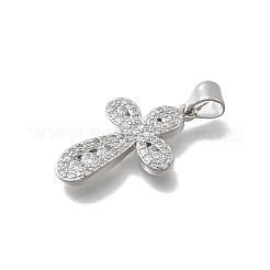 Pendentifs croix en laiton micro pavé de zircone cubique transparente&nbsp;KK-D431-042P