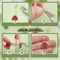 60 stücke 4 arten diy clover & marienkäfer legierung emaille anhänger dekorationen machen kits&nbsp;ENAM-GA0001-17