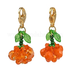2 colgante de cuentas de semillas de vidrio con temática de Halloween con forma de calabaza.&nbsp;HJEW-MZ00283