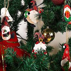 8 Uds. Conjunto de adornos colgantes de madera de Navidad&nbsp;JX063A