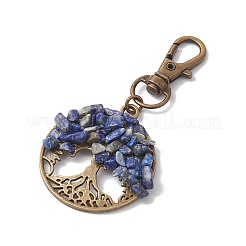 Piatto rotondo con decorazioni pendenti in lega in stile tibetano dell'albero della vita&nbsp;HJEW-JM02153