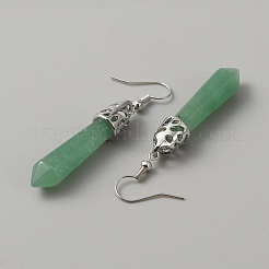Orecchini pendenti con proiettile in avventurina verde naturale&nbsp;EJEW-WH0001-34B