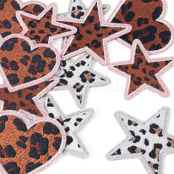 12 pieza de 6 estilos de parches de tela bordada con estampado de leopardo de poliéster para planchar o coser&nbsp;PATC-TA0001-57