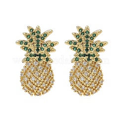 Pendientes de latón con micropavé de circonitas cúbicas en forma de piña&nbsp;EJEW-A132-09G