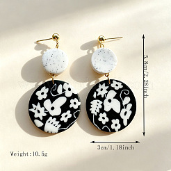 Pendientes colgantes hechos a mano de arcilla polimérica y acero inoxidable 304.&nbsp;WG2F15C-01