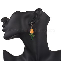 Orecchini pendenti in acciaio inossidabile con fiori in vetro&nbsp;EJEW-MZ00574-01