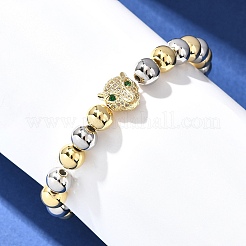 Stretch-Armbänder aus Messing mit Mikropflaster und Zirkonia-Perlen für Frauen und Männer&nbsp;BJEW-H201-01B-GP