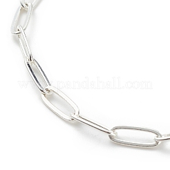 Legierungs-Herz-Charme-Armband mit Büroklammerketten aus Messing für Damen&nbsp;BJEW-JB08895-02
