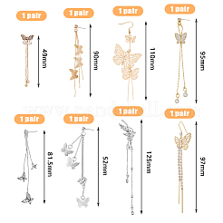 Set di 8 paio di orecchini pendenti a forma di farfalla con 8 stili di strass di cristallo e zirconi cubici trasparenti&nbsp;EJEW-FI0001-38