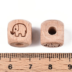 Gravierte Buchenholzperlen&nbsp;WOOD-N015-08D